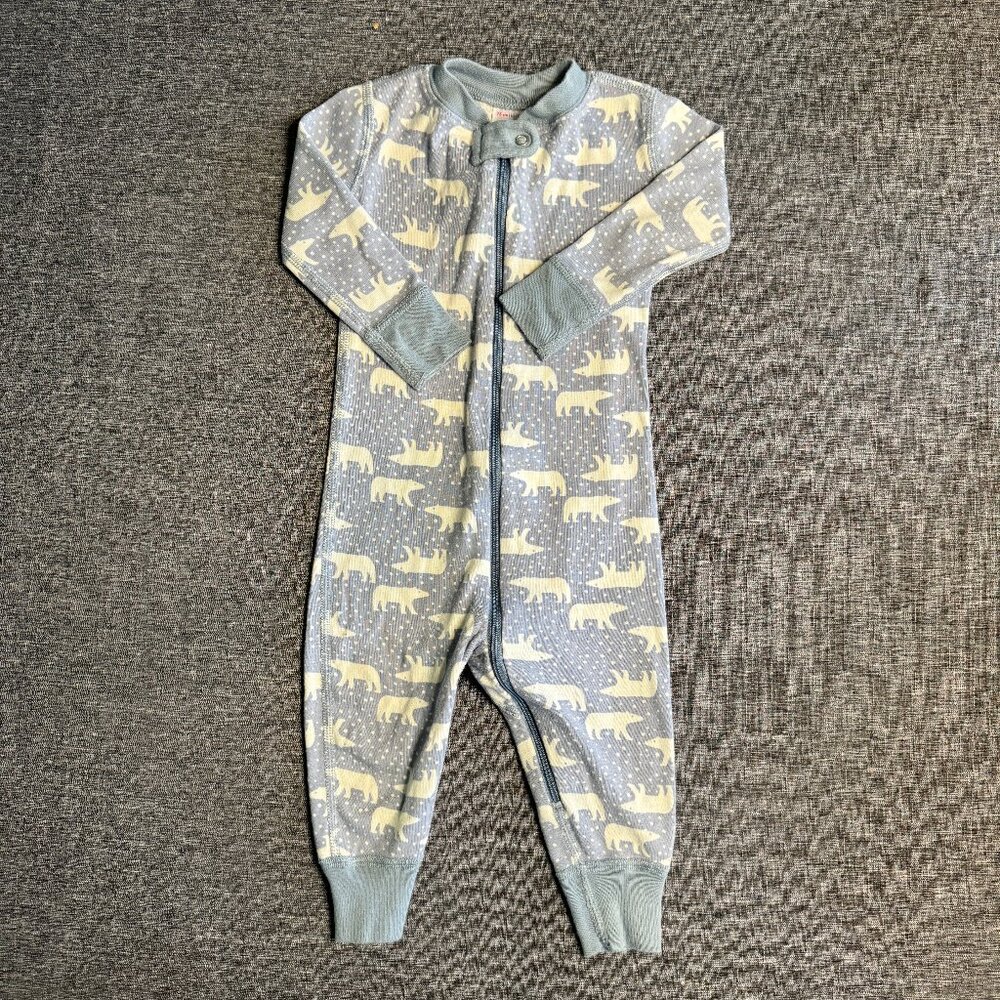 HANNA ANDERSSON Sleeper - Zip-up - Blue & white polar bear motif  12 - 18 mo